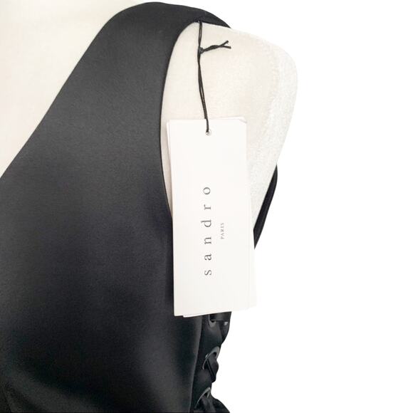 Sandro Paris Luminary Mini Dress 2 Black NWT - Picture 7 of 12